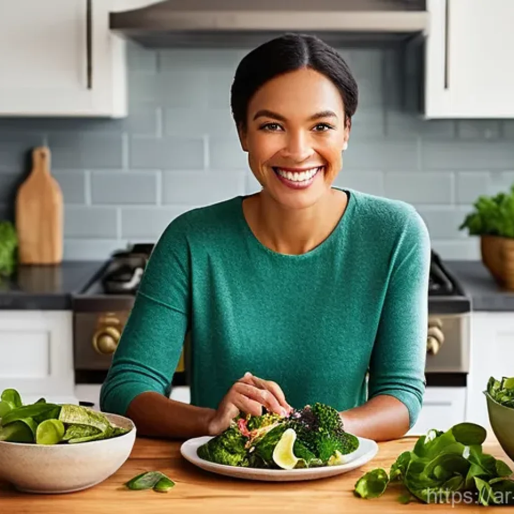 저탄수화물 다이어트와 생활 습관 변화 - **Prompt for discovering delicious low-carb meals:**
"A diverse woman in her late 30s, with a ra...
