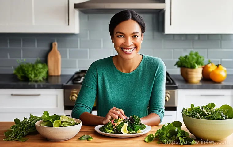 저탄수화물 다이어트와 생활 습관 변화 - **Prompt for discovering delicious low-carb meals:**
"A diverse woman in her late 30s, with a ra...