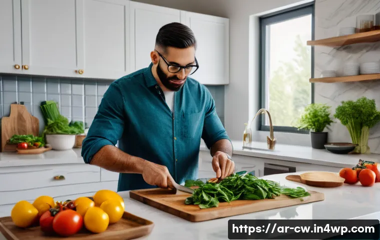 저탄수화물 다이어트의 파급 효과 - A Middle Eastern man in his 30s preparing a healthy keto meal in a modern kitchen, featuring traditi...