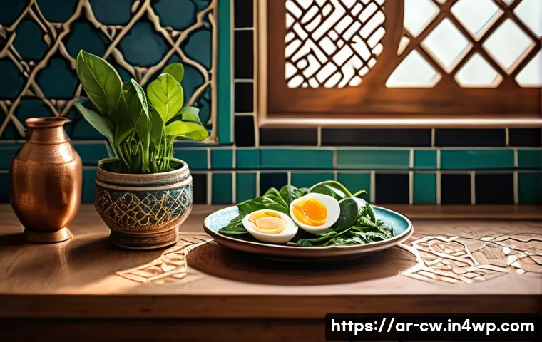 저탄수화물 다이어트와 혈당 관리의 중요성 - A vibrant, culturally authentic Middle Eastern kitchen scene featuring a traditional wooden table se...